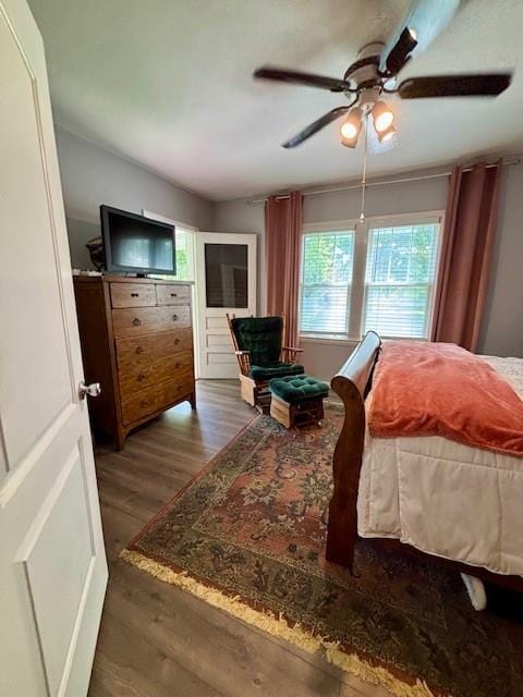 217 5th St, Burlington, KS 66839 - bedroom featuring multiple windows, wood finished floors, and ceiling fan