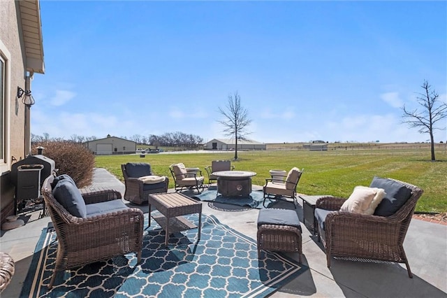 14971 Fairmount Rd, Basehor, KS 66007 - view of patio / terrace featuring an outdoor living space with a fire pit and a grill