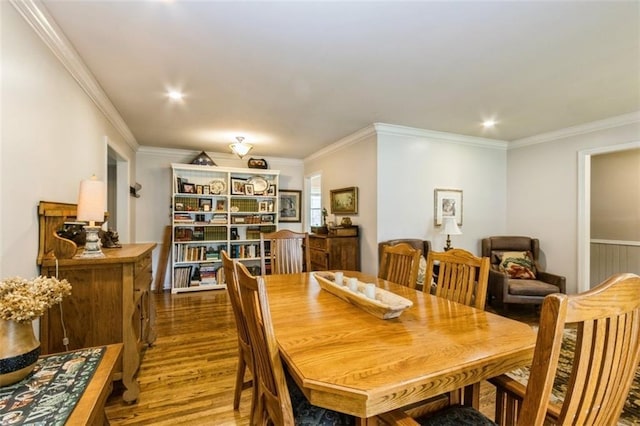 9613 Dearborn St, Overland Park, KS 66207 - dining area featuring wood finished floors, ornamental molding, and recessed lighting