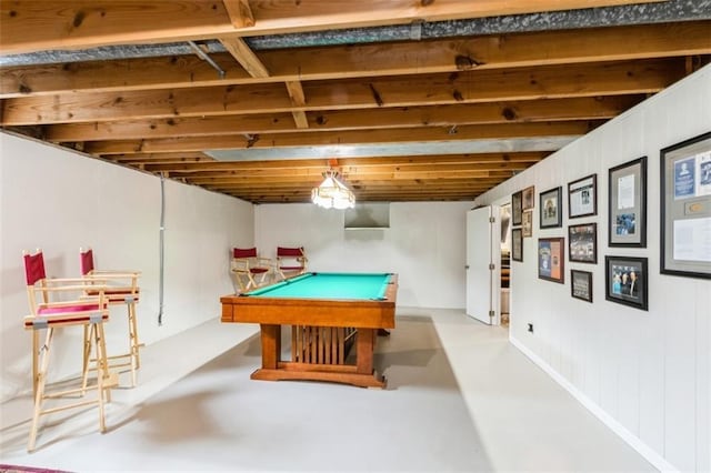 9613 Dearborn St, Overland Park, KS 66207 - recreation room with billiards table and concrete flooring