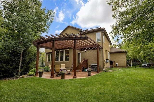 5204 W 166th St, Overland Park, KS 66085 - rear view of property with a pergola, a patio, and stucco siding