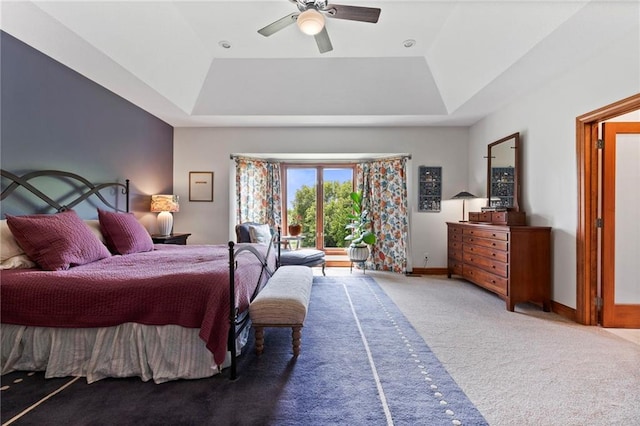 15405 161st St, Bonner Springs, KS 66012 - bedroom with a raised ceiling, carpet flooring, and a ceiling fan