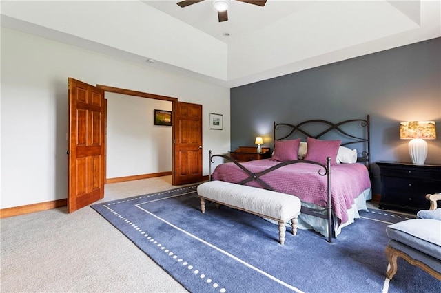 15405 161st St, Bonner Springs, KS 66012 - carpeted bedroom with a raised ceiling and a ceiling fan
