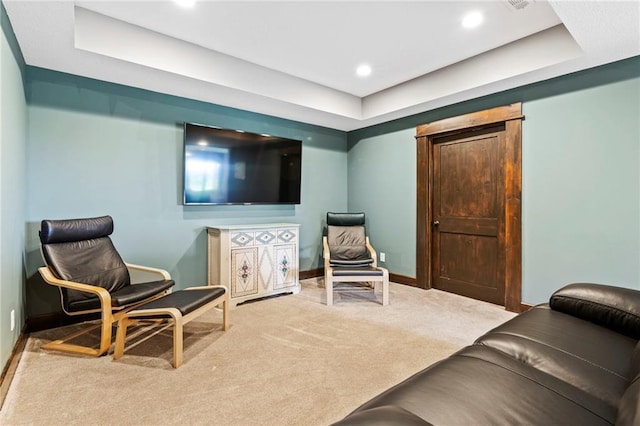 15405 161st St, Bonner Springs, KS 66012 - sitting room featuring a raised ceiling, carpet, and recessed lighting