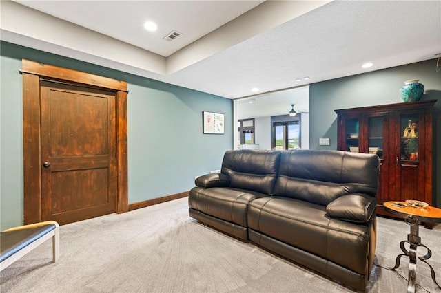 15405 161st St, Bonner Springs, KS 66012 - carpeted living area featuring recessed lighting and a ceiling fan