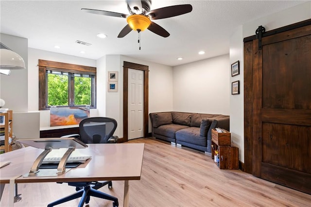 15405 161st St, Bonner Springs, KS 66012 - office area featuring light wood-type flooring, recessed lighting, and a ceiling fan