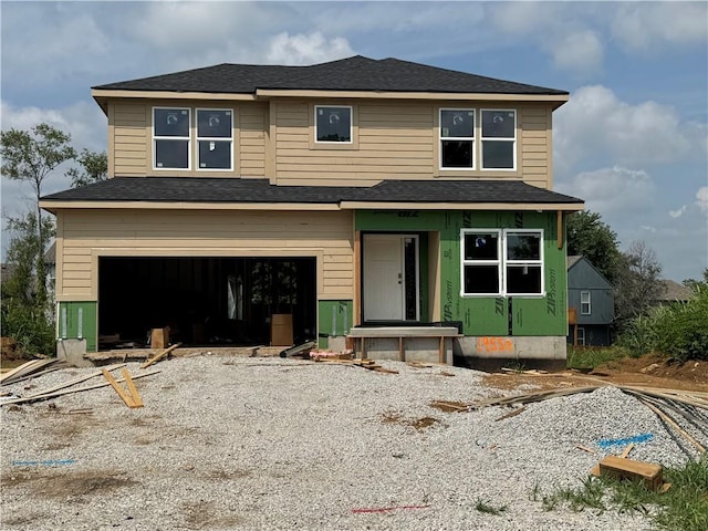 19550 W 208th St, Spring Hill, KS 66083 - view of front of home with a garage, roof with shingles, and driveway