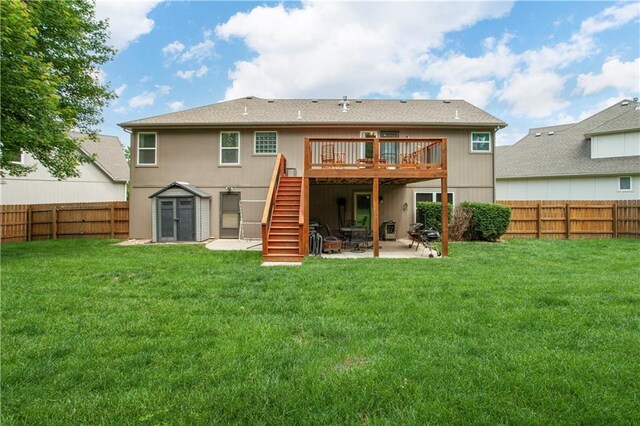 3223 SW Amber Ct, Lees Summit, MO 64082 - back of house featuring stairs, a deck, and a patio area