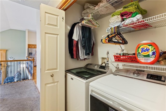 3223 SW Amber Ct, Lees Summit, MO 64082 - laundry area with separate washer and dryer and carpet flooring