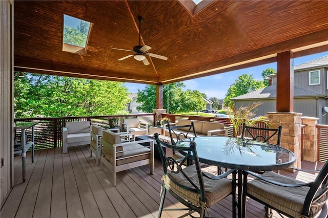 22404 S Roosevelt St, Spring Hill, KS 66083 - wooden deck with outdoor dining area and a ceiling fan