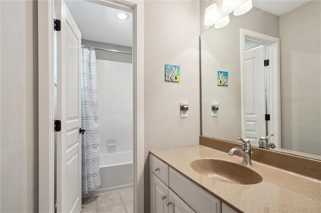 22404 S Roosevelt St, Spring Hill, KS 66083 - bathroom featuring vanity, tile patterned flooring, and shower / bath combo with shower curtain
