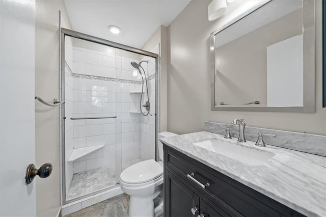 5000 W 96th St, Overland Park, KS 66207 - full bathroom featuring toilet, vanity, and a shower stall
