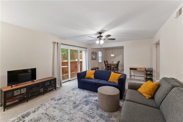 7616 W 59th Ter Unit 37, Overland Park, KS 66202 - carpeted living area with ceiling fan
