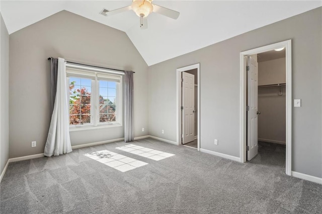 4528 N 108th St, Kansas City, KS 66109 - unfurnished bedroom featuring lofted ceiling, a spacious closet, carpet, and baseboards