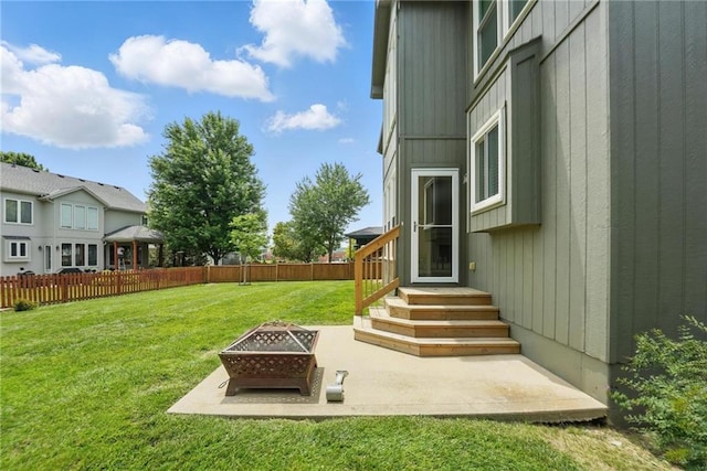 9729 Prairie Creek Rd, Lenexa, KS 66220 - view of yard featuring a fire pit and a patio