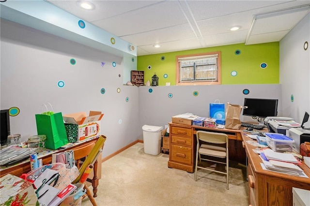 2721 SW Herefordshire Rd, Topeka, KS 66614 - office area with carpet, recessed lighting, and a drop ceiling
