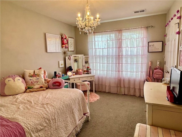 1402 NW Cedar Ct, Grain Valley, MO 64029 - bedroom featuring a chandelier and carpet floors