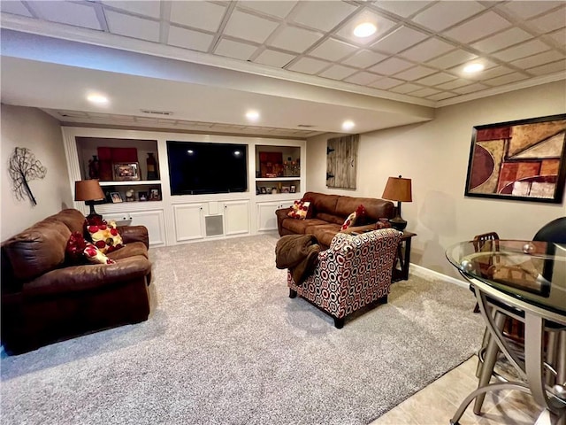 1402 NW Cedar Ct, Grain Valley, MO 64029 - carpeted living area with recessed lighting and baseboards