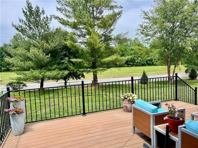 1402 NW Cedar Ct, Grain Valley, MO 64029 - wooden deck featuring a lawn