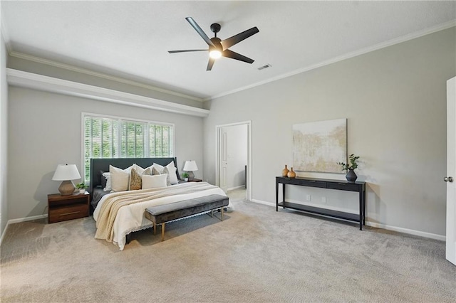 7407 W 145th Ter, Overland Park, KS 66223 - carpeted bedroom featuring ornamental molding, baseboards, and ceiling fan