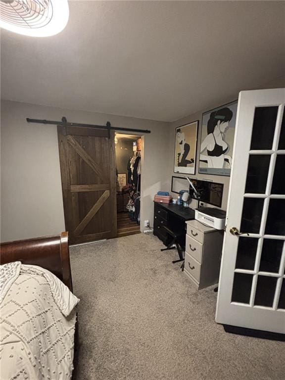 611 W Main St, Chanute, KS 66720 - carpeted bedroom featuring a barn door, a spacious closet, and a closet