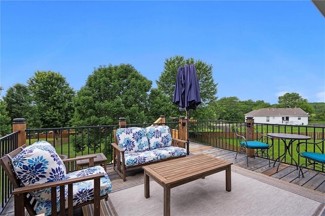 8801 NE 116th St, Kansas City, MO 64157 - view of patio / terrace with an outdoor living space and a wooden deck