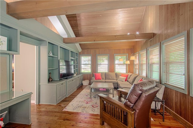 601 NW 41st St, Kansas City, MO 64116 - living room with wood walls, light wood finished floors, baseboards, and wood ceiling