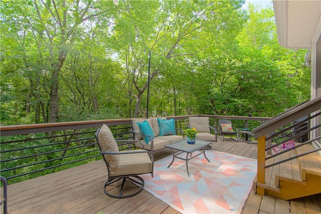 601 NW 41st St, Kansas City, MO 64116 - wooden deck featuring an outdoor living space
