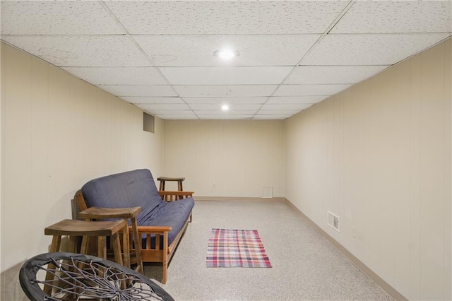 440 E 74th Ter, Kansas City, MO 64131 - living area with a paneled ceiling, light carpet, and recessed lighting