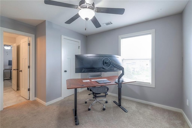 17304 S Schweiger Dr, Olathe, KS 66062 - office featuring carpet flooring, baseboards, and ceiling fan