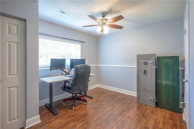 23600 W 59th St, Shawnee, KS 66226 - office with a ceiling fan, wood finished floors, baseboards, and a textured ceiling