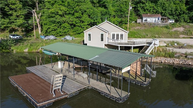 1145 Camp Branch Rd, Sunrise Beach, MO 65079 - dock with a water view and boat lift