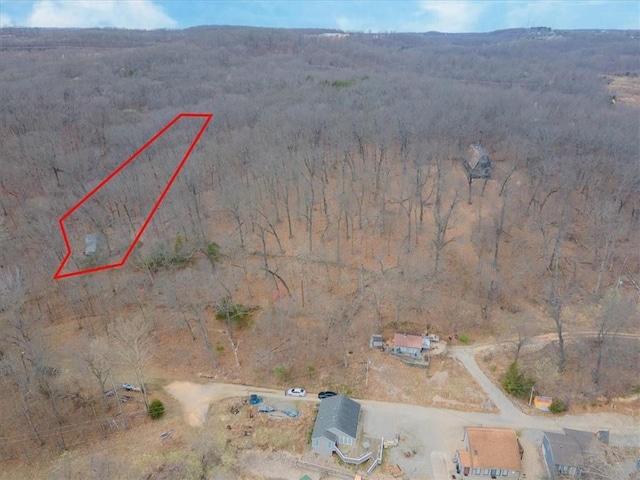 1145 Camp Branch Rd, Sunrise Beach, MO 65079 - aerial view of property's location featuring property parcel outlined and a heavily wooded area