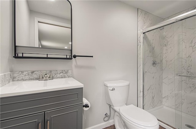 5539 NW Adrian Ave, Houston Lake, MO 64151 - full bathroom featuring vanity and a marble finish shower