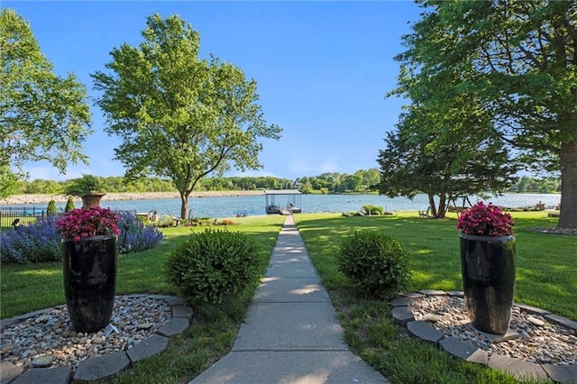 15471 Cedar Ln, Basehor, KS 66007 - view of community with a lawn and a water view