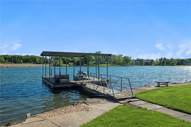 15471 Cedar Ln, Basehor, KS 66007 - dock area with a water view and a lawn