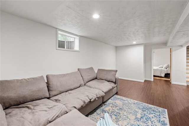 2912 W 75th St, Prairie Village, KS 66208 - living room featuring wood finished floors and recessed lighting