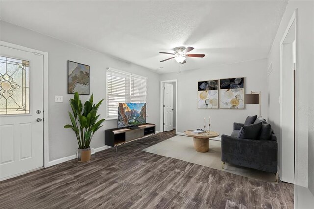16807 E 3rd Ter N, Independence, MO 64056 - living room with wood finished floors and ceiling fan