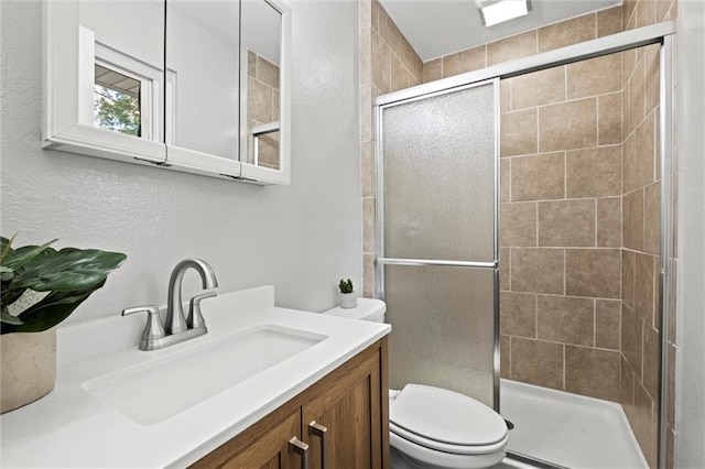 16807 E 3rd Ter N, Independence, MO 64056 - full bath featuring a shower stall, vanity, and a textured wall