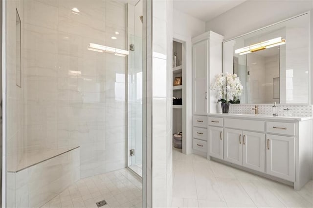 8013 Payne St, Shawnee, KS 66220 - full bathroom featuring a stall shower and vanity