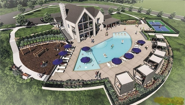 8013 Payne St, Shawnee, KS 66220 - drone / aerial view of a pool area
