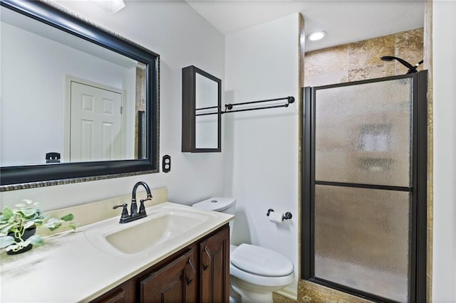 14401 Craig Ave, Grandview, MO 64030 - bathroom with toilet, vanity, and a shower stall