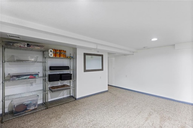 14401 Craig Ave, Grandview, MO 64030 - finished basement featuring baseboards, carpet floors, and recessed lighting