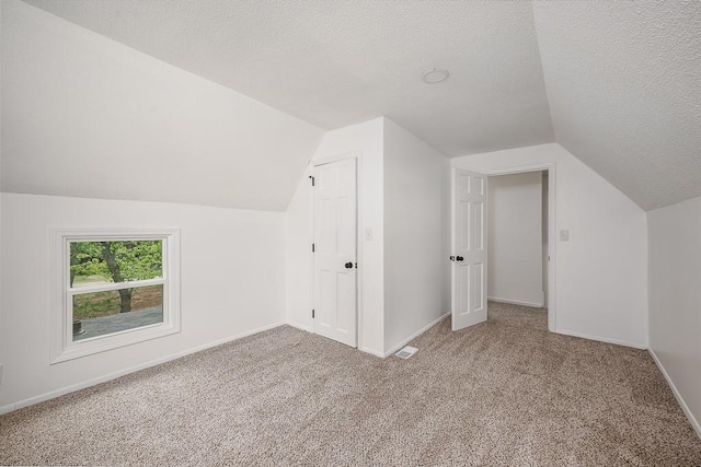 23852 Haigwood Rd, Tonganoxie, KS 66086 - bonus room featuring vaulted ceiling, a textured ceiling, carpet flooring, and baseboards