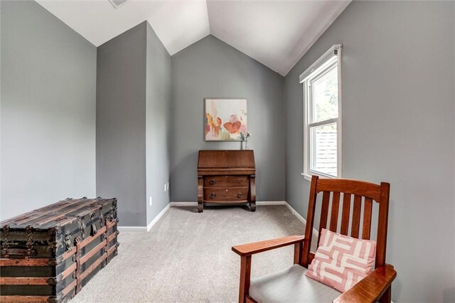 14169 W 115th Ter, Olathe, KS 66062 - living area featuring carpet and vaulted ceiling