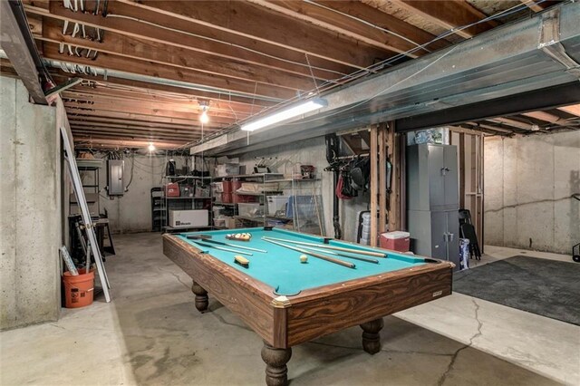 14169 W 115th Ter, Olathe, KS 66062 - recreation room with electric panel, concrete floors, and billiards