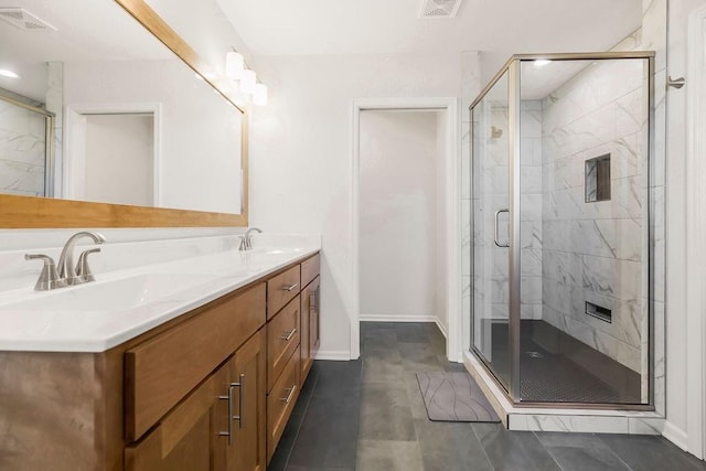 17756 Shady Bend Rd, Gardner, KS 66030 - full bath featuring double vanity, a shower stall, and baseboards
