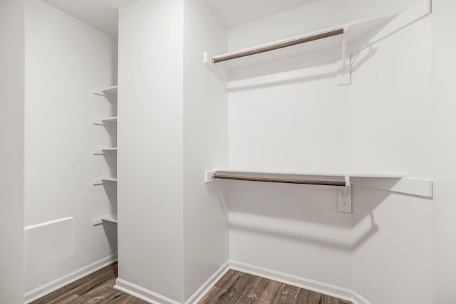 7515 Locust Dr, Kansas City, MO 64152 - walk in closet with dark wood-style flooring