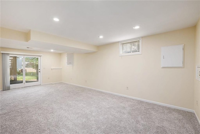 8901 W 128th St, Overland Park, KS 66213 - empty room featuring carpet, recessed lighting, baseboards, and electric panel
