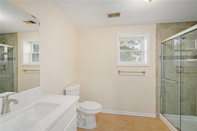 8901 W 128th St, Overland Park, KS 66213 - bathroom with vanity, toilet, tile patterned flooring, and a shower stall
